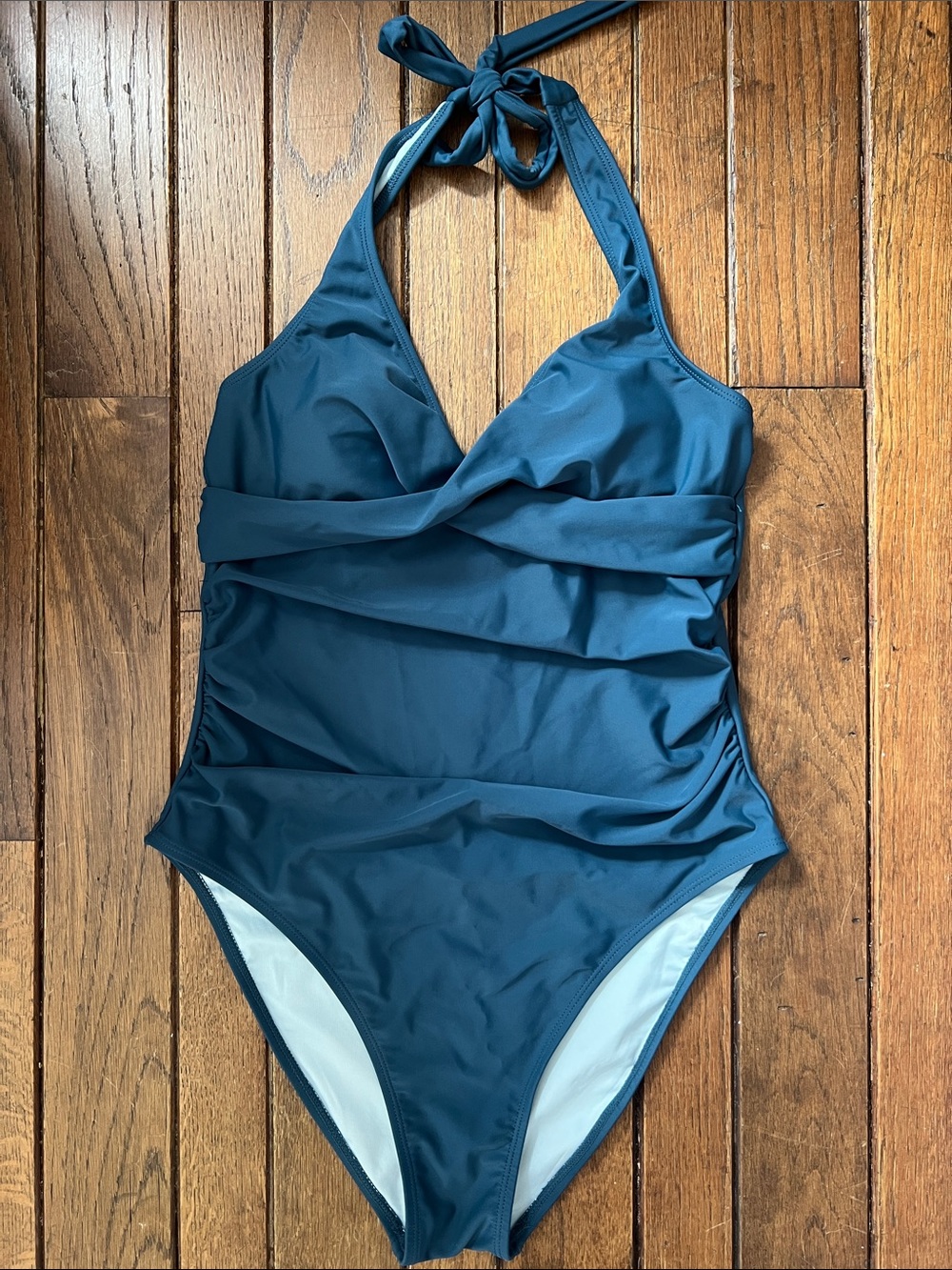 Cupshe Dark Teal Halter One-Piece Swimsuit Size Medium New FREE IN BUNDLE